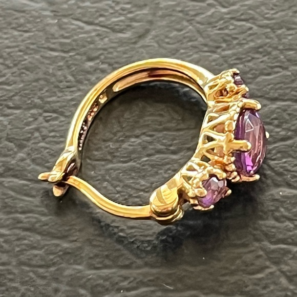 Sterling silver gold overlay purple amethyst Ross Simons earrings - Picture 5 of 6